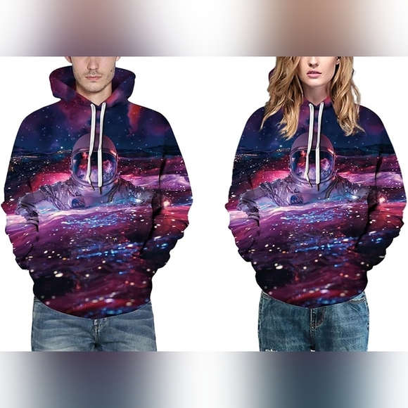 New Men's Graphic Drawstring Hoodie Sweater Multiple Sizes - Picture 5 of 5